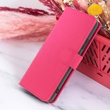 Zanaé Funda tipo cartera para Samsung A42 5G con soporte y lengüeta magnética Fucsia