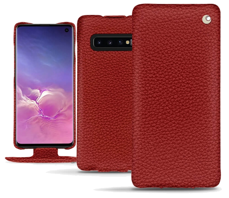 Housse cuir Samsung Galaxy S10 - Rabat verticalRouge