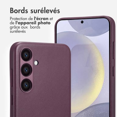 Accezz Coque arrière en cuir avec MagSafe pour Samsung Galaxy S24 Plus - Heath Purple