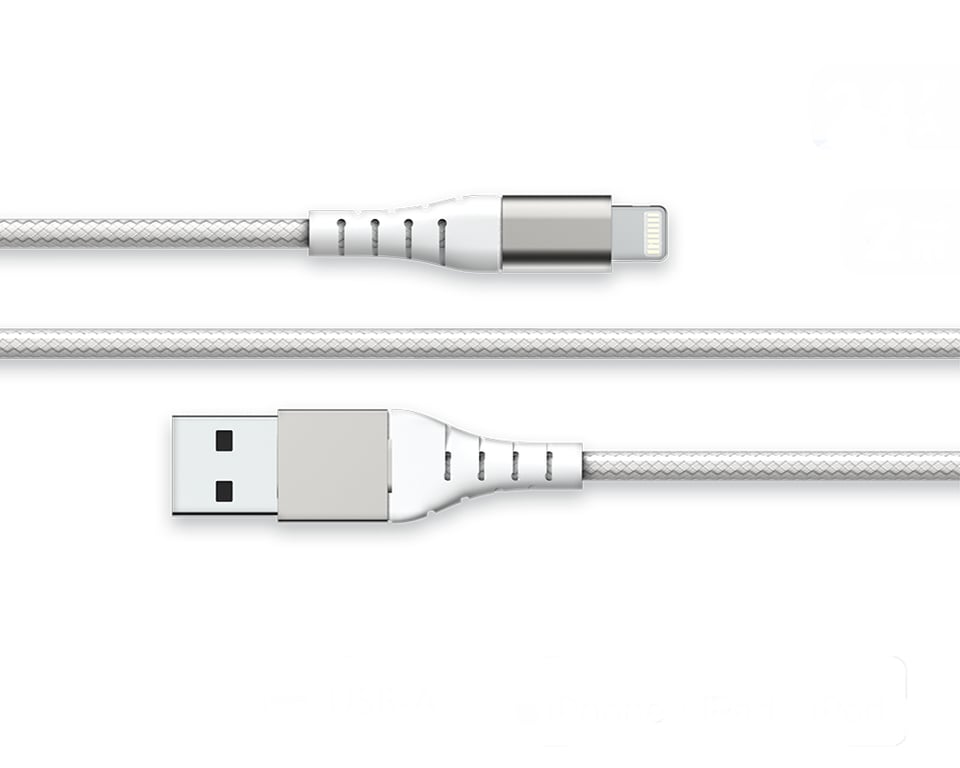 Câble Renforcé USB A / Lightning 2. 2m FastCharge + Garantie à vie Force Power Lite Neuf