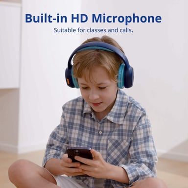 Tronsmart KH02 Auriculares Bluetooth para Niños, Audio con Volumen Limitado a 74/85/94 dB, Plegables con Micrófono Integrado, Inalámbricos Bluetooth 5.3 para Estudio, Viaje, Azul