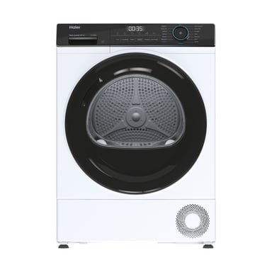 Asciugatrice Haier HD100-A2939E-IT, libera installazione, carico frontale, 10 kg, classe energetica A++, nero e bianco