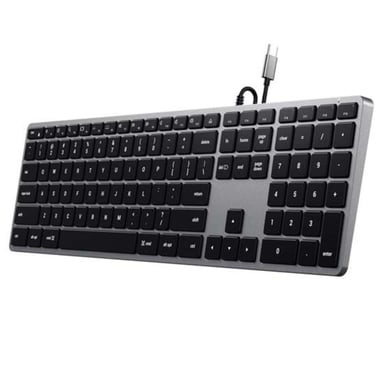 Satechi Teclado QWERTY retroiluminado USB-C Slim W3 con cable y teclado numérico Gris