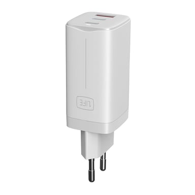 Chargeur 1Life Pa:Xpress 65W Gan USB-C +Usb-A Blanc