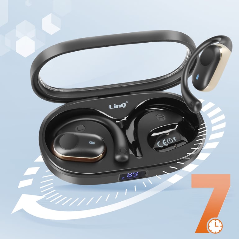 Écouteurs Sans Fil Conduction Aérienne Boîtier de Charge Affichage LED Neuf - vue 6