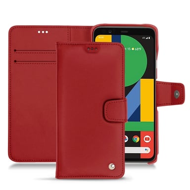 Housse cuir Google Pixel 4 XL - Rabat portefeuille - Rouge - Cuir lisse