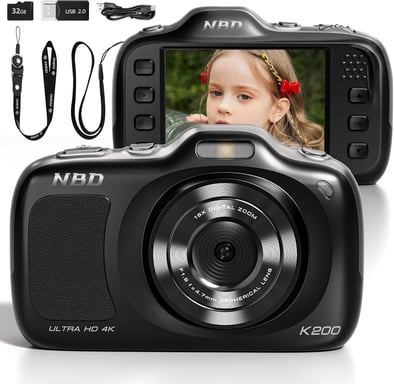 Appareil Photo Compact 64MP - 120g - Autonomie Étendue avec Filtres Intégrés - Parfait pour les Débutants et les Réseaux Sociaux