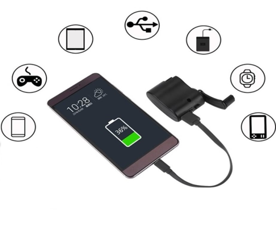 Dynamo pour Smartphone Chargeur USB Batterie Manivelle Secours (NOIR) -  Shot Case