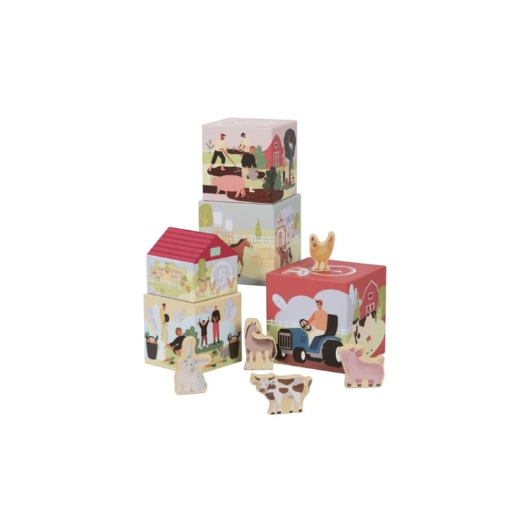 Elineli Cubes Empilables Ferme Multicolor Bois
