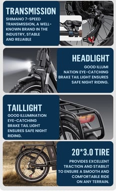 ONESPORT OT16-2 Vélo Électrique - 20'' Roues 250W Moteur 48V17Ah Batterie 60KM Autonomie Frein à Disque - Noir et Marron