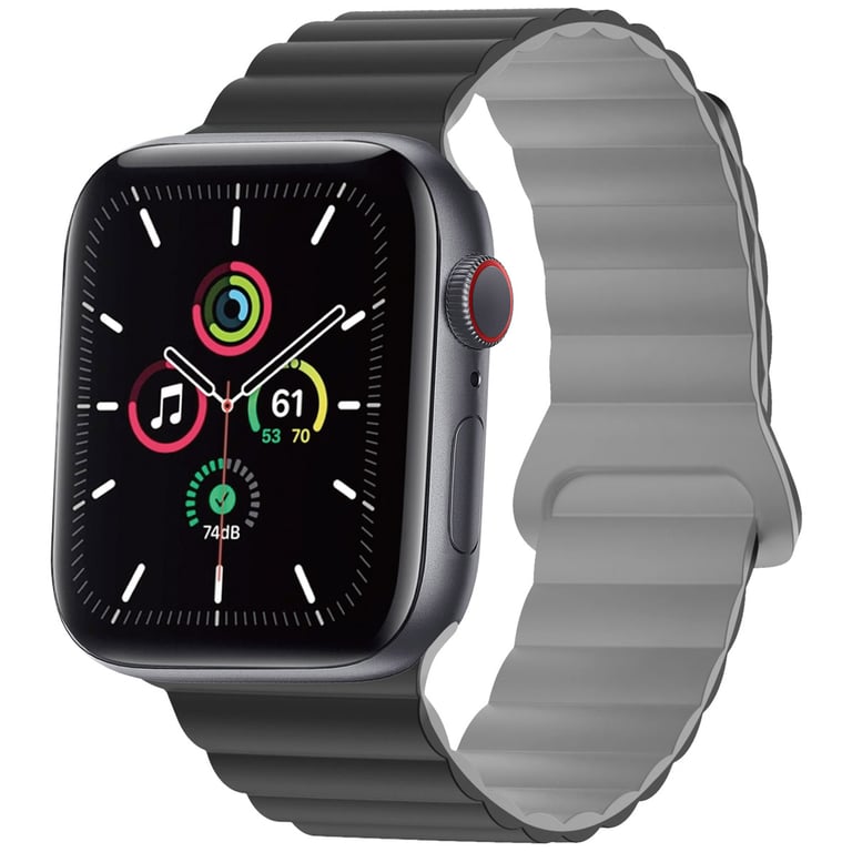 imoshion Bracelet en silicone magnétique pour Apple Watch | 38/40/41/42 mm - Noir / Gris - Neuf