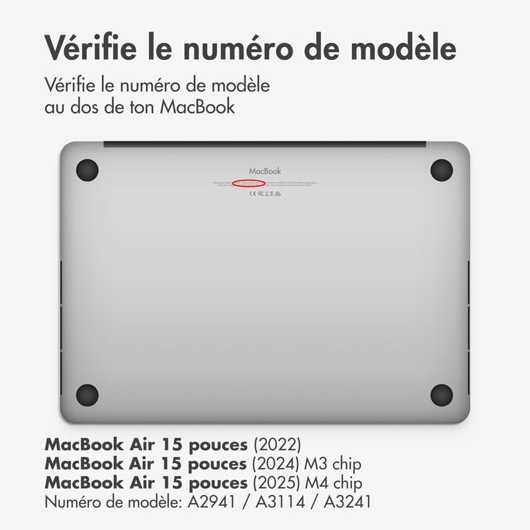 imoshion Coque Laptop pour Apple MacBook Air 15 pouces (2023 / 2024 M3 / 2025 M4 / 2026 M5) - Noir - Neuf