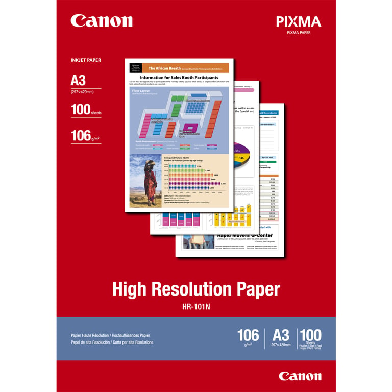 Canon HR 101 Papier ordinaire A3 297 x 420 mm 100 feuille pour BJ i6500 S4500 S6300 BJC 4550 4650 5000 6500 PIXMA iP6210D iP6310D - vue 2