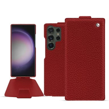 Housse cuir Samsung Galaxy S24 Ultra -  - Rouge - Cuir grainé