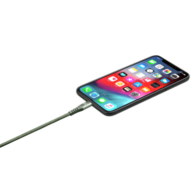 Cable de carga/sincronización trenzado metálico de USB-C a Lightning con certificación MFi de Apple (1M), verde medianoche