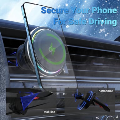 MINIX Cargador de Coche Inalámbrico MagSafe Qi2 15W con Tecnología de Refrigeración por Hielo 2025 y Ventilador Activo, Compatible con iPhone 12/13/14/15/16, Carga Rápida y Magnética