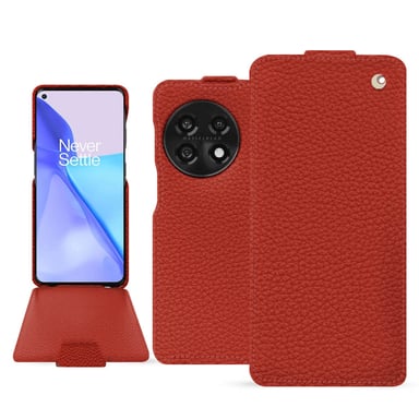 Housse cuir OnePlus 11 -  - Orange - Cuir grainé
