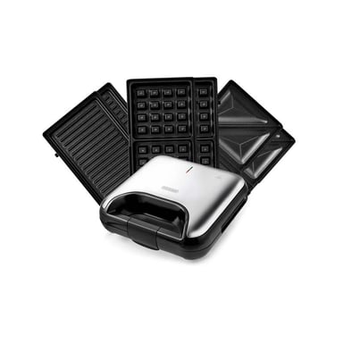 Kitchencook - Appareil à Sandwich 3en1 - 800w - Revêtement Antiadhésif - Plaque(21,6x12cm) - Contrôle Thermostat - Noir