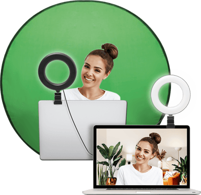 Vlogging Kit Fondo verde + Anillo luminoso para PC Bigben
