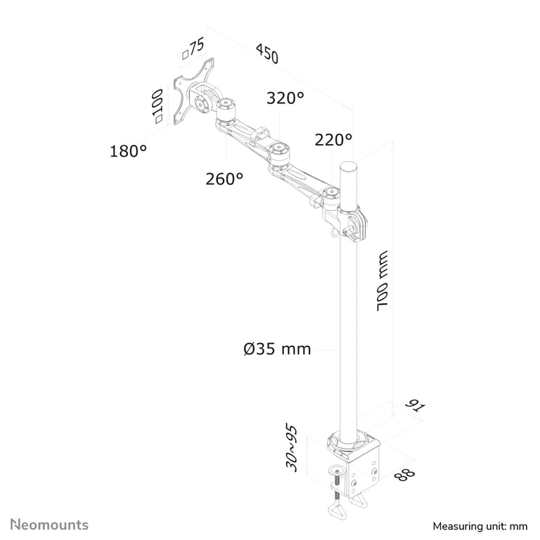Neomounts FPMA D935POLE70 kit de montage pleine action pour ecran LCD - vue 3
