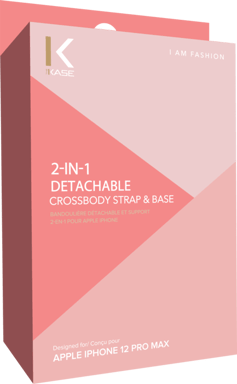 Tracolla staccabile e supporto 2 in 1 per Apple iPhone 12 Pro Max, rosa sabbia