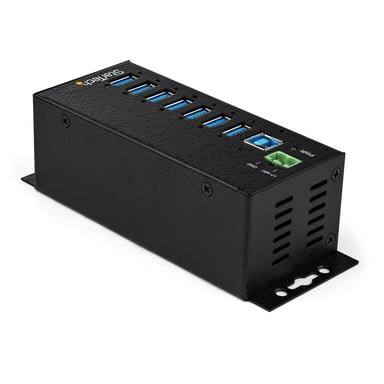 StarTech.com Hub Concentrador Ladrón USB de 7 Puertos con Adaptador de Corriente - con Protección ESD 350W - Hub Industrial USB 3.0 - de Pared Carril