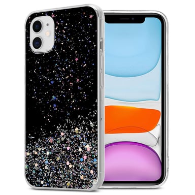 Coque pour Apple iPhone 11 PRO MAX en Noir avec Paillettes Housse de protection Étui en silicone TPU flexible avec paillettes scintillantes