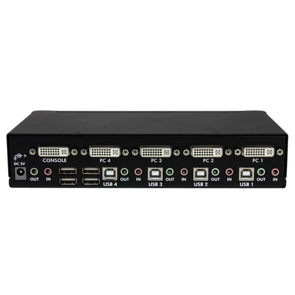 StarTech.com Commutateur KVM 4 Ports DVI USB Audio Montage en Rack Switch KVM 5x DVI 10x 3.5 mm 4x USB B 4x USB A 2560x1600 Commutateur écran clavier audioUSB 4 x KVM /... - vue 3