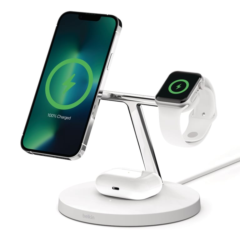 Belkin WIZ017vfWH Écouteurs, Smartphone, Smartwatch Blanc Secteur Recharge sans fil Charge rapide Intérieure - Neuf