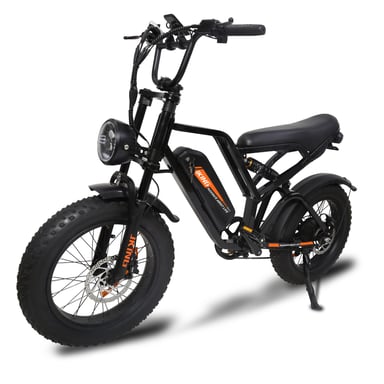 Vélo électrique JKING FXH-009 - Moteur moyeu sans balais 48 V 500 W, autonomie de 40 km en mode électrique, pneus anti-crevaison 20 x 4 pouces, transmission SHIMANO 7 vitesses