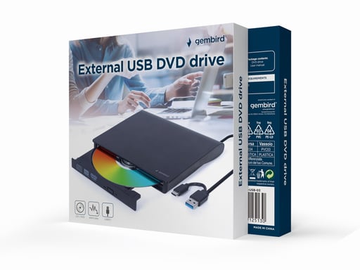 Gembird DVD-USB-03 unidad de disco óptico DVD±RW Negro