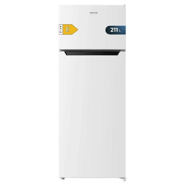 Cecotec Réfrigérateur de deux portes Bolero CoolMarket 2D 211 E. Réfrigérateur 143 cm de haut 211 Dégivrage classe E mode Congélation Rapide.
