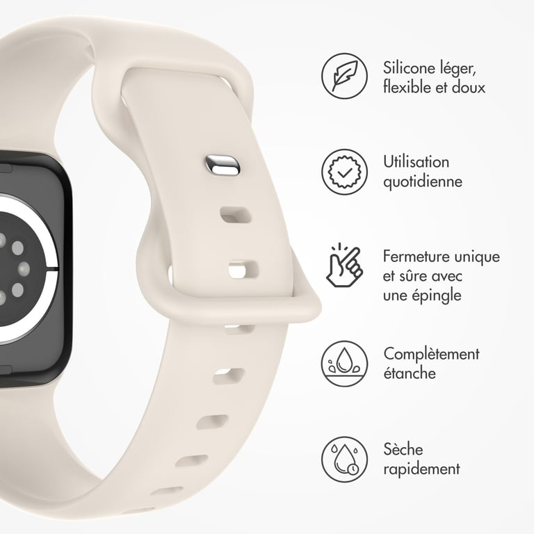imoshion Bracelet en silicone? pour Apple Watch | 44/45/46/49 mm - Taille M/L - Starlight - Neuf
