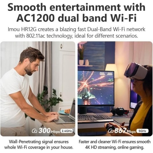 Imou HR12G routeur sans fil Gigabit Ethernet Bi bande 2 4 GHz / 5 GHz Neuf - vue 2