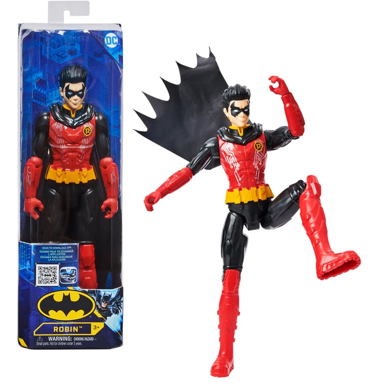DC Comics BATMAN - FIGURINE BASIQUE 30 CM ROBIN TECH - - Figurine Articulée Thématique de Robin jouet Batman 30 cm - 6062923 - Jouet Enfant 3 Ans et + - Neuf