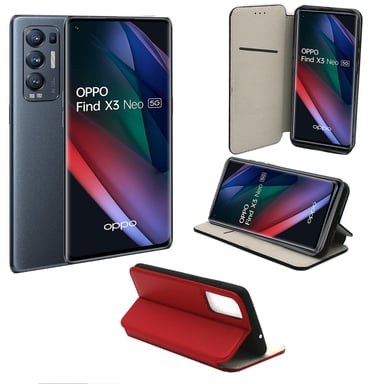 OPPO Find X3 Neo 5G Etui / Housse pochette protection rouge