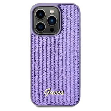 Étui Guess Sequin Script Metal pour iPhone 14 Pro Max violet