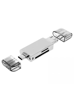 Altadif ALTSDREADER3IN1 Lettore di schede di memoria USB Tipo-A/USB Tipo-C/Micro-USB Bianco