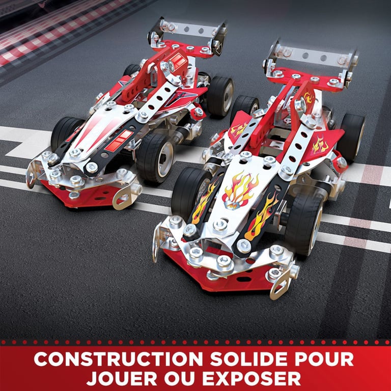 Jeux de construction Meccano APM20104 Voitures de course 10-en-1 225 pièces Rouge/Noir/Argent/Blanc - Neuf