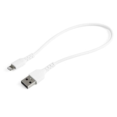 StarTech.com Cavo da USB-A a Lightning Rugged White 30 cm - Cavo di ricarica/sincronizzazione da fibra aramidica di tipo A a Lightning - iPad/iPhone 12 - Certificato Apple MFi