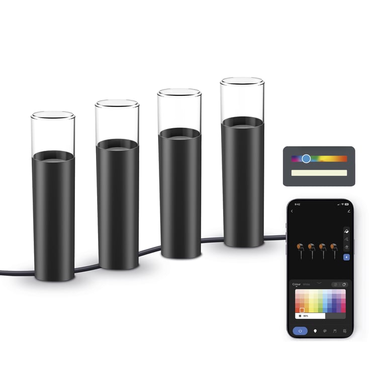 Ksix Pack 4 Balises Extérieures Smartled RGBWIC IP65 Contrôle APP Installation Facile Neuf