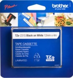 Brother TZE-231S ruban d'étiquette Noir sur blanc (Brother Black On White Labelling Tape 12mm)