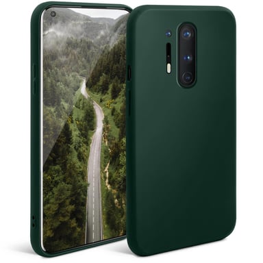 Moozy Minimalist Series Coque en silicone pour OnePlus 8 Pro, Vert nuit – Finition mate fine et souple en TPU