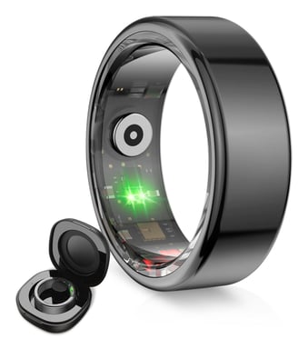 Ksix Anillo inteligente Saturn, Talla L, Aut. 3 días, Actividad y Salud, Monitor Sueño, 5ATM, Negro