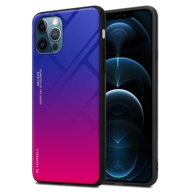 Coque pour Apple iPhone 13 PRO en VIOLETT - ROUGE Housse de protection Étui bicolore en silicone TPU et dos en verre trempé