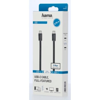 Cavo USB-C completo, USB 3.2 Gen1, 5Gbit/s, 0,75 m