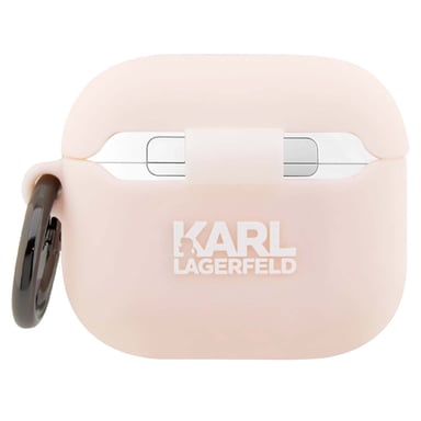 Karl Lagerfeld Funda para AirPods 3 de Silicona NFT Karl Head 3D con Mosquetón Práctico Rosa