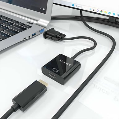 AISENS A115-0873 câble vidéo et adaptateur 0,2 m HDMI + 3.5mm + Micro-USB Type-B VGA (D-Sub) Noir