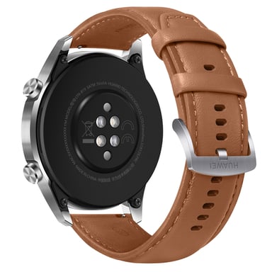 Watch GT 2 Classic, Boitier de 46mm argenté et bracelet Brun Cuir