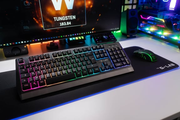 The G-Lab Keyz Tungsten teclado Juego RF inalámbrico AZERTY Francés Negro, Plata